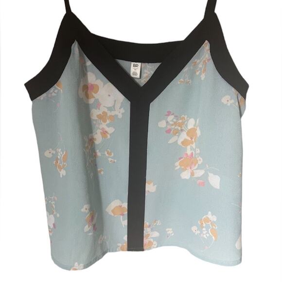 BP Flowing Cami Dark Blue Trims and Teal with Stylized Flowers Women's sz M - Picture 1 of 7
